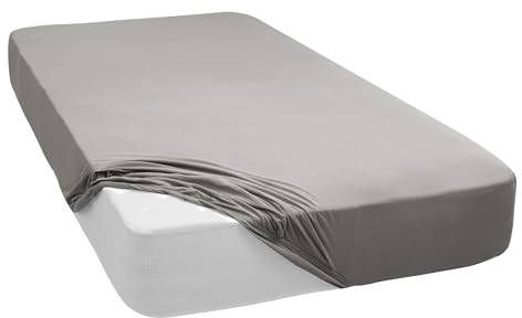 Mixibaby Spannbettlaken Jersey Spannbetttuch 100% Baumwolle Bettlaken Spannbettuch Laken 28 Farben, Größe:200 x 220 cm, Farbe:Grau