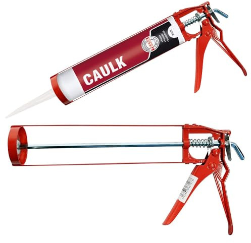 Silicone Caulking Gun - Caulk, Skeleton, Adhesive, Cartridge | DIY, Builders, Hand Tool, Lightweight, Strong, Durable, Long Lasting | Round Trigger Mechanism, Dispenser