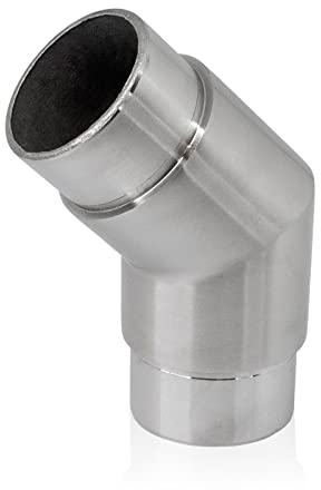 PRIOstahl Eckbogen Rohrbogen Rohrverbinder Steckfitting Eckverbinder Bogen 135 Grad - 1 Stück Ø 42,4 mm für Rundrohre Rohr Handlauf Verbindung zum Stecken Geländerbau Rostfrei aus Edelstahl V2A