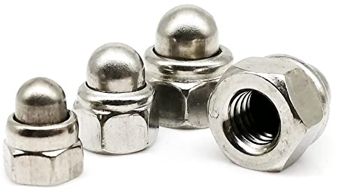 Cfty Sicherungsmutter 304 Edelstahl-Metall-Eichel-Cap-Abdeckung Sechskant-Nylon-Einsatz Selbstregen-Sicherungsmutter-Lastnuss M4 M5 M6 M8 M10 M12 (2 stücke)(M4)