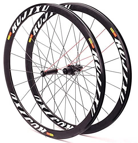QHYRZE Rennrad Fahrrad Laufradsatz 700c 38mm V Brems Felge Fahrrad Laufrads Felgenbremse Schnellspanner Nabe 20/24 Loch 7/8/9/10/11 Geschwindigkeit Cassette 1960g (Color : White)