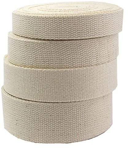 Vävband, bomullsduk för väskremmar, klädsel sadelgjord ryggsäck ryggsäckar bagage lastremmar, 10 yard/parti, BEIgE, 25MM