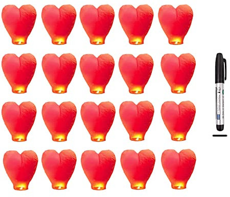 Linternas chinas del cielo, biodegradables y ecológicas de papel chino para liberar en memoria deseos para Año Nuevo, fines de semana, vacaciones y festivales (10)