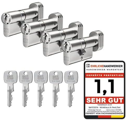 Winkhaus X-pert Profilzylinder, Knaufzylinder, Halbzylinder, Schließsystem Türzylinder Schließzylinder Zylinder Turschloss verschiedene Längen Set (4er Set | 4 Knaufzylinder)