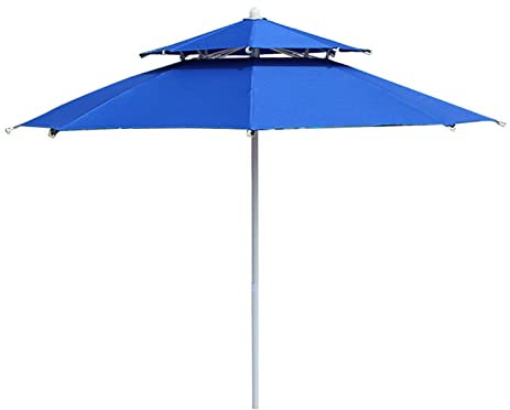 lhx Double top umbrella polyester garden umbrella rainproof sunshade (Color : Blue, Size : 2.5m)