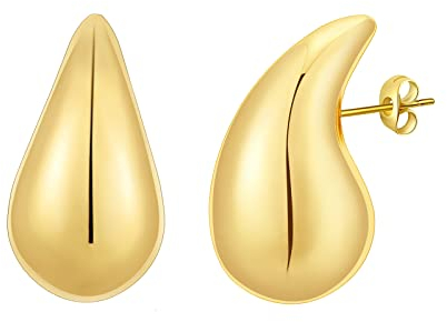 Rajputana Dupes Ohrringe Drop Earrings Chunky Gold Earrings for Women Teardrop Tropfen Ohrringe Vergoldet für Frauen Mädchen Mode Trendy lightweight Hypoallergenic Schmuck