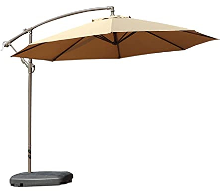 Garden Parasol Cantilever Parasol, 300Cm Water Injection Base Garden Parasol With Crank Sun Protection Waterproof, Overhanging Parasol For Garden Balcony Patio (Yellow)