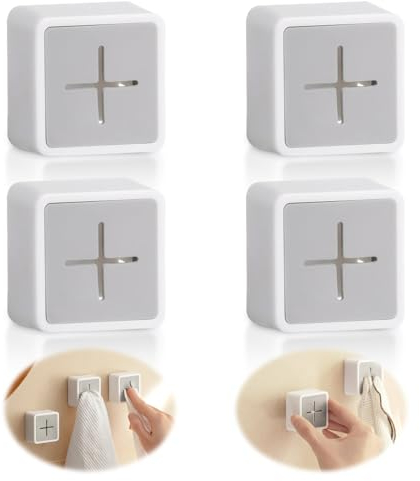 4 Stück Geschirrtuchhalter Küche, Handtuchhalter Selbstklebender ABS Handtuchhalter Ohne Bohren Handtuchclips Selbstklebender Geschirrtuchhalter Handtuchhalter für Badezimmer Küche und Haus Gray White