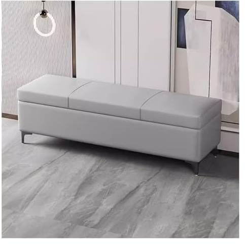 WIGSELBL Bettbank, Ottomane, moderne Aufbewahrungsbank, Hocker mit Stauraum und Metallbeinen, gepolsterte Schlafzimmerbank, Innenbank für Wohnzimmer, Schlafzimmer (Farbe: Grau, Größe: 120 cm)