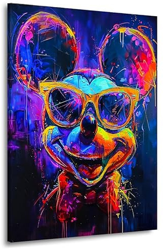 Kunstgestalten24 Leinwandbild Micky Maus Abstrakt Comic Bild Kunstdruck Wanddekoration