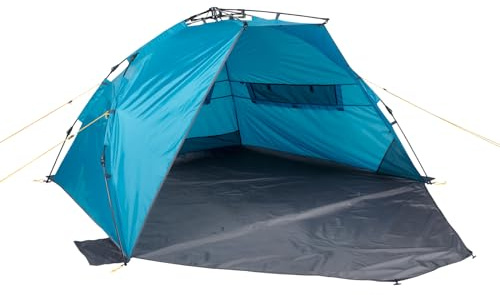 Uquip Strandmuschel Speedy XL Petrol I 170 x 115 x 230 cm I UPF 50+ Strandzelt zum Schutz vor Sonne, Wind & Regen I tragbares Beach Zelt mit Quick-Up System I ideal für Strand, Camping & Picknick