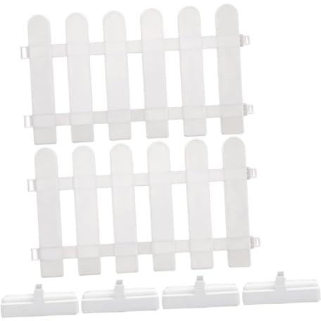 BESPORTBLE Recinzione Decorativa in Pvc Per Giardino e Aiuole Base Rettangolare, Bordura Bianca Da Esterno Resistente e Stabile Per Cortile e Prato, Set 2x50x30 Cm Per Decorazioni Da Giardino