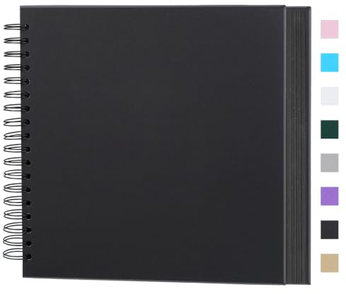 Miaikoe DIY Scrapbook Album 20.5x20.5 cm Hardcover Kraft Blank Paper Scrapbook mit 20 Blättern/40 Seiten für Familien Hochzeitsfotografie Jubiläum (schwarz)