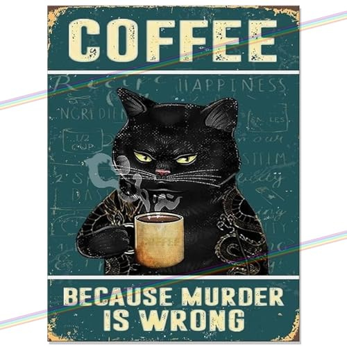 Coffee Murder Funny Metal Bar Signs Fathers Day Bar Accessories Home Pub Outdoor Garden Bar Garage Vintage Wall Plaque Man Cave Gift Metal Bar Memorabilia bar sign Made UK 20cm x 15cm