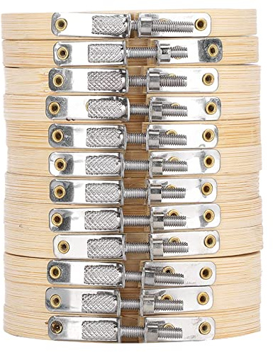 Telaio da Ricamo Regolabile, Set da 12, Diametro Interno 8 cm / Esterno 9 cm