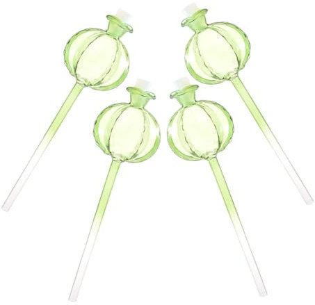 TOYZFRIENDY Bombillas de Riego Automático para Plantas Forma de Cactus de Vidrio Verde, 4 Piezas para Jardinería en Casa y Riego Decorativo