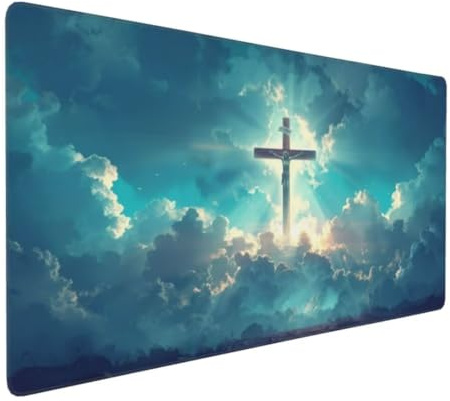 Kreuz Mauspad 700 X 300 X 4 mm Verlängertes großes Mauspad Schreibtischauflage, genähte Kanten Mauspad, abwaschbar, rutschfeste Gummibasis, Gaming-Mauspad, für Erwachsene, PC, MacBook, Laptop K-814
