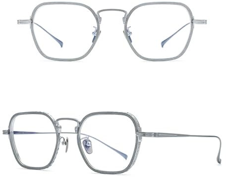 HPIRME Brillengestell aus reinem Titan für Herren, Retro, Vintage, quadratisch, 1, Einheitsgröße