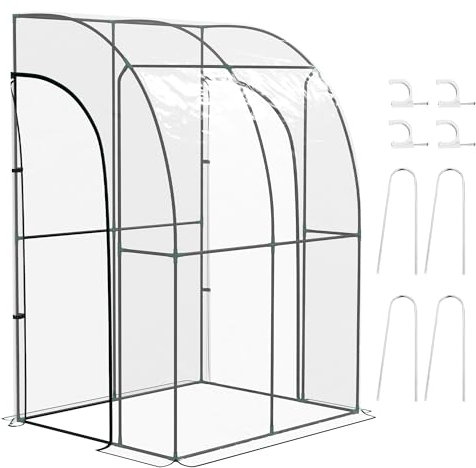 Outsunny Serra da giardino, serra invernale, 2 porte avvolgibili con serratura, in acciaio e plastica, 1,43 x 1,18 x 2,12 m, trasparente