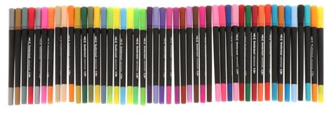 Baoblaze Pinselstift mit zwei Spitzen, Aquarellstift-Set, Acrylfarbstifte, Farbmarkierungsstifte für Künstler, Malerei, Kartenherstellung, Malbuch, 48 Farben Schwarz