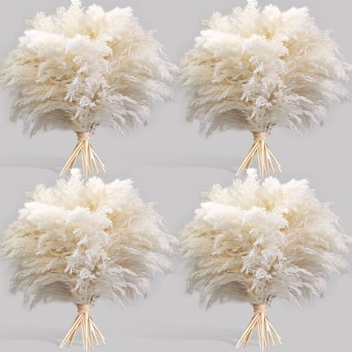 40PCS White Pampas Grass for Home Decor - Elegant Boho Decor - Premium Quality Pampas Grass Stems - Perfect for House, Nursery, Western, Wedding, Table, and Bohemian Decor