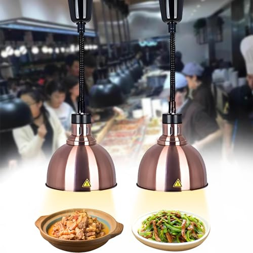 Lampada Riscaldante per Alimenti, Lampada per Scaldavivande Regolabile | 250W Lampade Riscaldanti Cucina Professional per Buffet, Pizzeria e Hotel, Altezza Regolabile 60-180cm