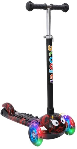 Habib Kinderroller, 3-Räder, Kinderscooter für Jungen & Mädchen 3-8 Jahre mit LED-Rädern, Höhenverstellung, rutschfest, Max. 50 KG