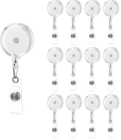 12 Stück Retractable Schlüsselbund Ausziehbar, 360-Grad-Drehung Ausziehbarer Schlüsselanhänger mit Zugband，Ausweis Jojo mit Einziehbarem Clip, für ID-Kartenhalter Schlüssel Zugangskarte