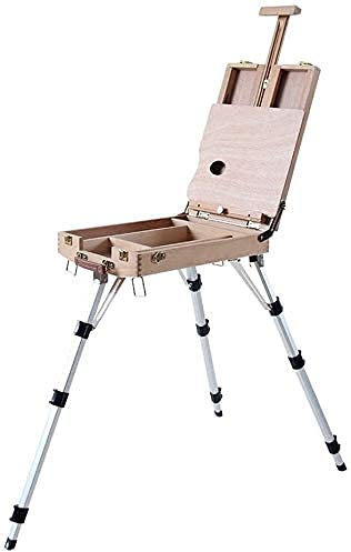 Caballete de artista, caballete de exhibición con trípode, caballete de soporte de aleación de aluminio, caballete de pintura, soporte de pintura de madera, caja de imágenes portátil, estudio, caballe