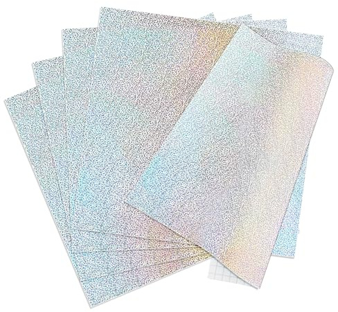 IModeur 5 Blatt Vinylfolie Plotter Schimmern Silber - Plotterfolie selbstklebend Vinyl, Glitzer Plotterfolie Vinyl für Silhouette Cameo, die meisten Schneidemaschine