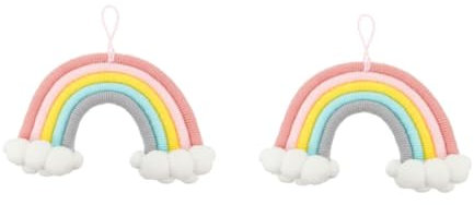 HANABASS 2stücke Rainbow Wanddekoration Für Kinderzimmer Handgewebtes Wolken-rainbow Ornament Aus Langlebige Wanddekoration Perfektes Fotorequisit Für Babyzimmer Und Mädchenzimmer