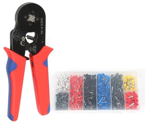 Fesatccoz Lot de Pinces à Sertir, 0. 25-10 MM² HSC8 6-4 A Pince à Sertir avec 1800 Embouts Cosses Professionnelles de Câble Pour Bricolage et Usage Domestique Installation Électrique