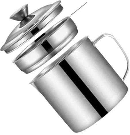 CIYODO Filtro De Aceite Contenedor Para Aceite De Cocina Usado Con Colador De Acero Inoxidable Para Grasa De Tocino Almacenamiento Hogar