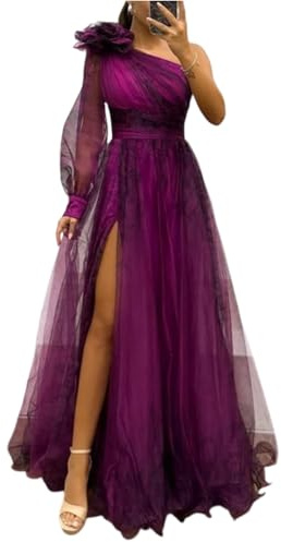 Generico Abito Cerimonia Donna Abito Cerimonia Donna Curvy Tuta Boho Abiti Invernale Vestito Sexy Chiffon Sposa Floreale Autunno con Corsetto Ropa 2#Rosa Caldo L