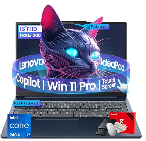 Lenovo IdeaPad Copilot+ - Laptop aziendale - Touchscreen FHD+ da 16 - Intel 10-Core 7 240H (Beat Ultra 7 255U) - Cam IR Login facciale - KB retroilluminato - Win 11 Pro - Pacchetto Redrgon (32 GB