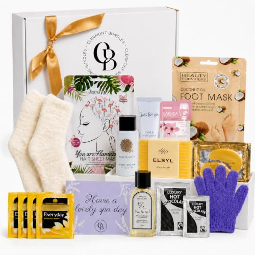 Pamper Gifts for Women, Gift For Her, Self Care Spa Gift Set - Hug in a Box | 17 Piece Relaxation Pamper Hamper with Masks, Socks & Treats - Birthday or Anniversary Gift for Mum, Wife or Best Friend