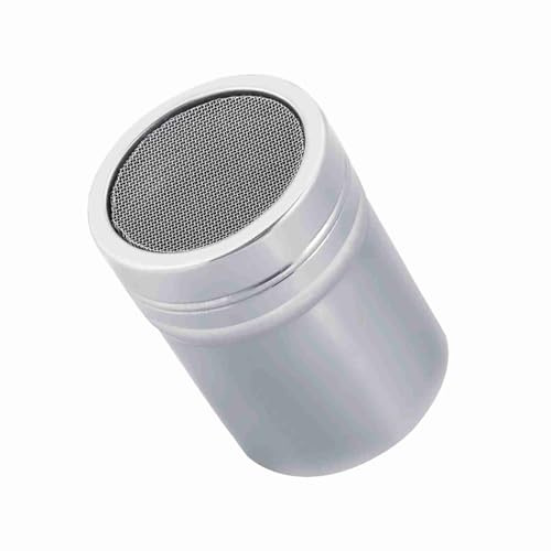 Culnflun Sucrier en poudre, shaker à sucre en poudre en acier inoxydable, shaker à cannelle pour bar à café, tamis à sucre glacé au chocolat pour la cuisson de gâteaux, café, cappu (M)