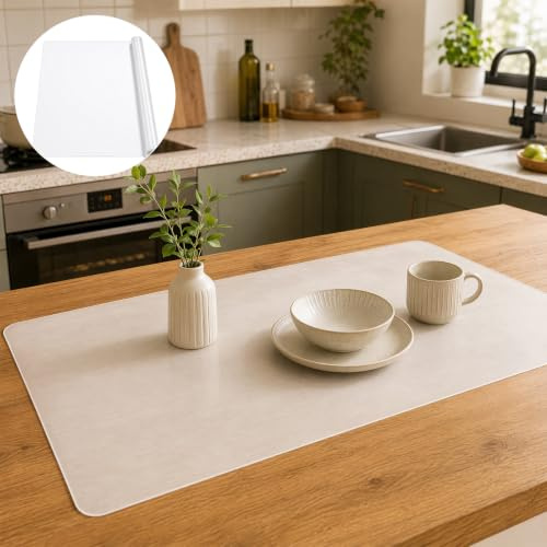 Stor silikonmatta 120 x 60 cm, skuren bordsmatta, skrivbordsunderlägg, silikonunderlag, pysselunderlägg, värmebeständigt halkfritt silikonunderlag för kök, kontor (halvtransparent färg)
