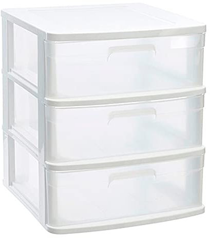 Acan Tradineur - Cajonera sena 3 cajones, plástico blanco, 40 x 39 x 49,5 cm, torre de almacenaje, cajones opacos, organizador auxiliar multiusos, almacenamiento, dormitorio, baño, oficina