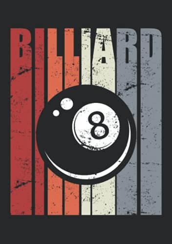 Notizbuch A5 liniert mit Softcover Design: Retro Billard Billardspieler 8Ball Billardtisch Billardkugel: 120 linierte DIN A5 Seiten
