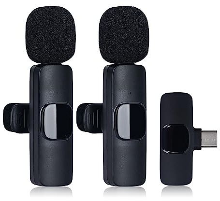 Micrófonos Inalámbricos Lavalier para Android, Micrófono Solapa, Chip de Reducción de Ruido Incorporado, Grabación de Condensador Omnidireccional, Micrófono para Movil, Plug & Play Auto-Sync