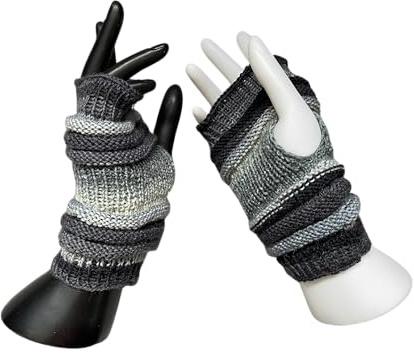 Handgestrickte Handstulpen Unisex Grau Schwarz | Fingerlose Handschuhe, Pulswärmer, Weiche Armstulpen, Gestrickte Handwärmer, Unikat