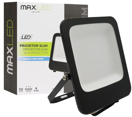 Maxled, Light is Led! Focos LED Exterior 50W Foco Proyector 5000K Blanco Frío 5000LM IP65 Impermeable Floodlight para Casa Garaje Patio Terraza Jardín Cancha Fachada Jardineras Colgar Árbol Local