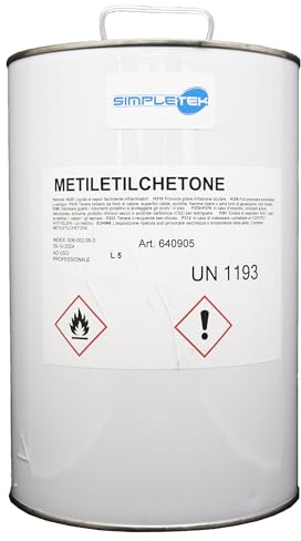 SIMPLETEK - Methylethylketon (MEK) 5L – Hochwirksames Lösungsmittel für Harze, Gummi, Kolophonium und Schellack