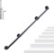 YedZen 3m/10ft Metal Stairs Handrail, 3M Handrails for Stairs for Indoor Outdoor, Wall Mounted Non-Slip Industrial Steel Pipe Hand Rail, Black Stair Rail for Staircase