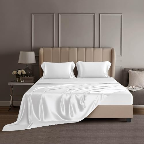 DISANGNI Juego de ropa de cama de 6 piezas de 22 Momme de grado 6A, 100 % seda de morera (1 funda de edredón, 1 sábana bajera, 4 fundas de almohada), ropa de cama de seda de lujo con certificación