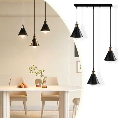 FIRVRE 3 lågor pendellampa justerbar höjd vintage taklampa för matsal hall vardagsrum hängande lampa industriell metall E27 hängande lampa för matbord