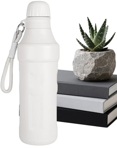 Bouteille isotherme portable de 500 ml en acier inoxydable, adaptée pour le lait, le café, les boissons, les sports de plein air, la salle de sport, etc, Blanc, Voir la description, Voir description