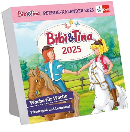 Bibi und Tina Pferde-Kalender 2025: Postkartenkalender mit Pferdespaß und Lernrätsel, 1. und 2. Klasse