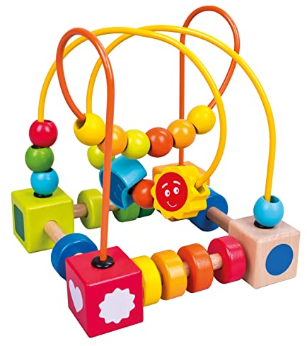 Bino & Mertens Mertens Motorikschleife, Spielzeug für Kinder ab 1,5 Jahre (Motorikspielzeug, Labyrinth mit Perlen, fördert die Feinmotorik & Konzentration, Holzspielzeug mit leichter Reinigung), Mehrfarbig, 84201